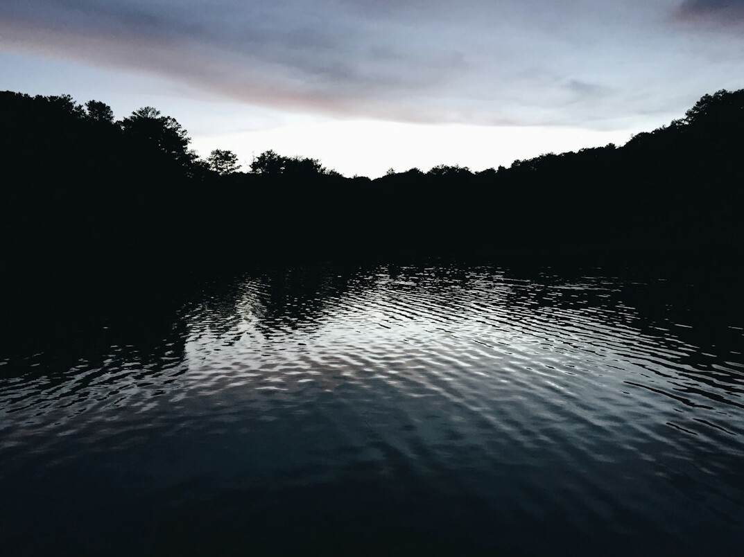 mysterious lake at dusk